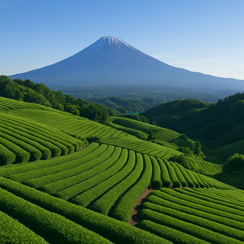 静岡の茶畑と富士山